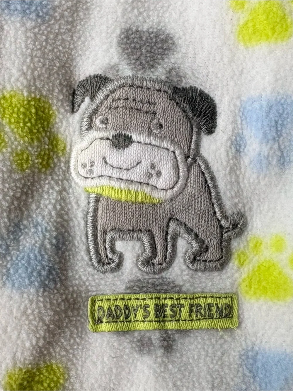 Carter's White Fleece Hoodie with Gray, Yellow & Blue Paw Prints